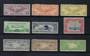 9 EARLY MINT NEVER HINGED AIRMAIL SINGLES CAT VALUE OVER $145.00