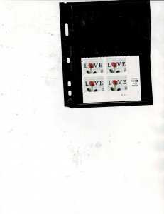 Rose & Lover Letter 57c US Postage Plate Block VF MNH #3551