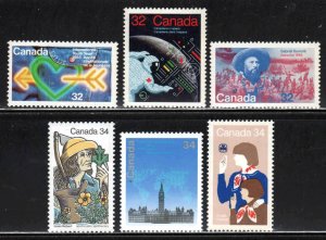 Canada ~ Group of Six 1985 Single Issues ~ Mint, NH  (1985)