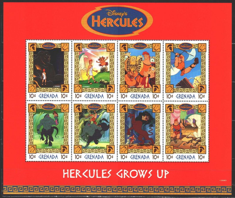 Grenada. 1998. Small sheet 3677-84. Disney, Hercules, animation. MNH.