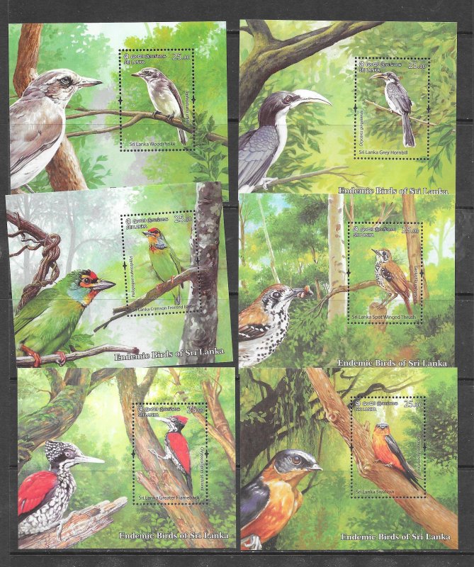 BIRDS - SRI LANKA 85a-90a  S/S MNH