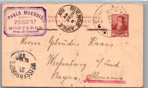 SCHALLSTAMPS ARGENTINA POSTAL HISTORY POSTCARD STATIONERY ADDR GERMANY YR'1897