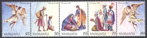 Vanuatu Sc# 531 MNH Strip/5 1990 Christmas