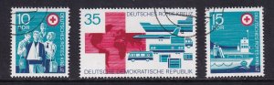 German Democratic Republic   DDR   #1399-1401 cancelled 1972  Red Cross