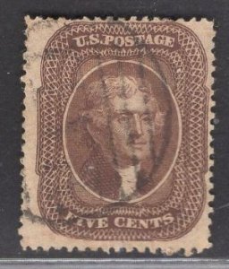 US Stamp #30a 5c Brown Jefferson Type II USED SCV $300.00