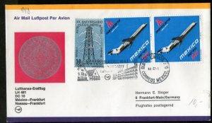 Mexico 1975 Mexico City - Frankfurt Germany Lufthansa Aeroplane First Flight ...