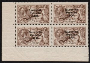 1922 Thom 2/6 bottom left corner block of 4 from plate 3/5 R with re-entries