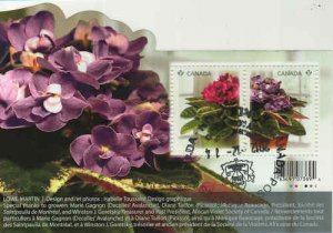 Canada 2010 African Violets Souvenir Sheet, #2376 Used