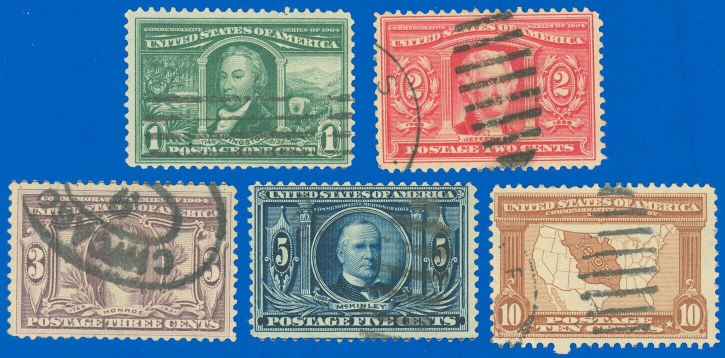 US Stamp Scott #323-327 Louisiana Purchase Used Ng SCV $92