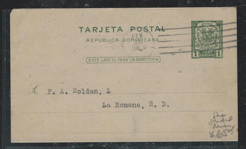 DOMINICAN REPUBLIC (PP2706B) 1925  1C PSC TO LA ROMANA