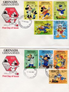 Grenada Grenadines 1979 DISNEY CHARACTERS IYC'79 set Perforated 2 official F.D.C