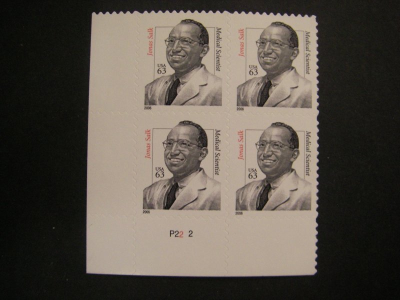 Scott 3428, 63c Jonas Salk, PB4 #P22 2 LL, MNH Beauty, Distinguished Americans