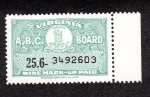 Virginia State Revenue  SRS # W60  MNH  Wine  Lot 190151 -03