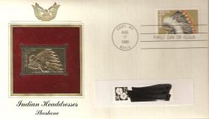 US 2505 FDC  Indian Headdresses with Gold Replica