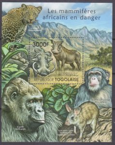 2011 Togo 4136/B635 Fauna - Mammals in danger 12,00 €