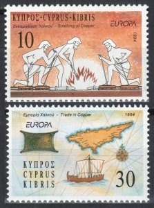 1994 Cyprus 819-820 Europa Cept / Ships with sails