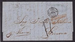 E18057 -  BRAZIL 1854 LETTER RIO DE JANEIRO TO GENOVA VIA GB, CALAIS & TORINO