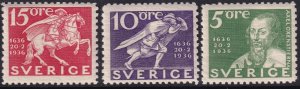 Sc # 248 249 250 Sweden 1936 Swedish Postal System MNH partial set CV $26.25