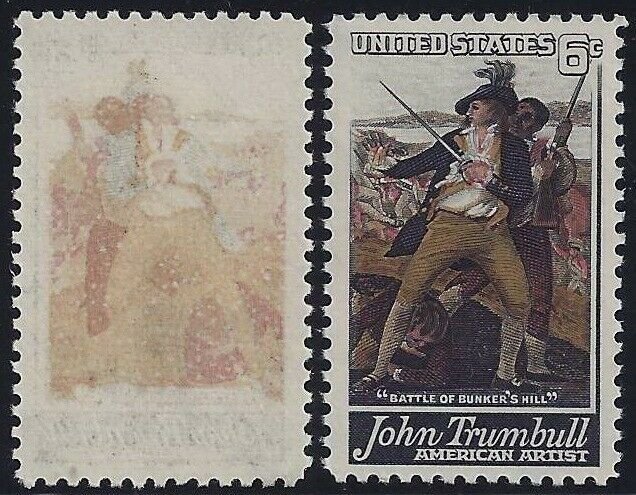 1361 - Reverse Offset Error / EFO Battle at Bunker Hill John Trumbull MNH 