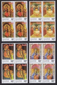 Zaire Christmas Paintings by Fr Angelico 4v Blocks of 4 1984 MNH
