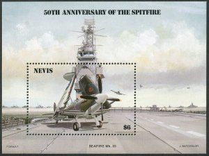 Nevis 464, MNH. Michel 364 Bl.8. Spitfire Fighter Plan,50, 1986.