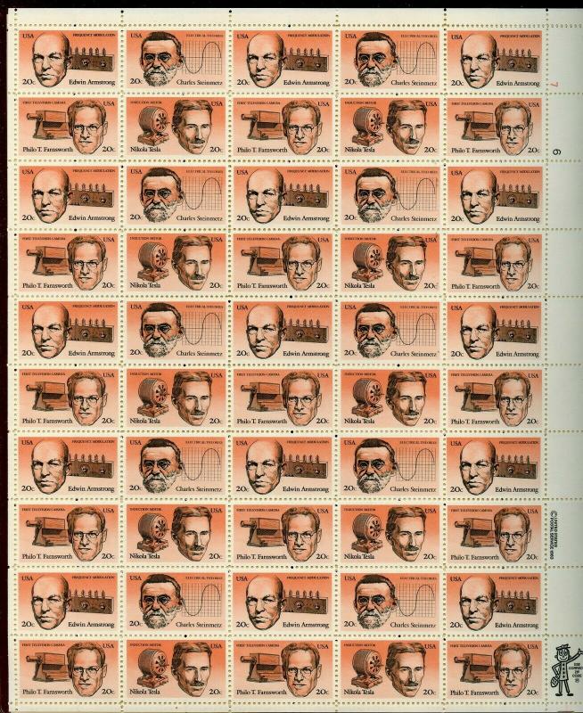 UNITED STATES SCOTT# 2055 AMERICAN INVENTOR FULL SHEET OF 50 STAMPS MNH AS SHOWN