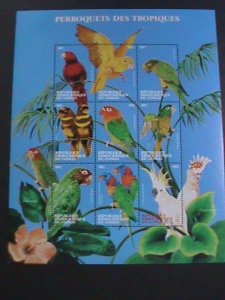 CONGO-DEMOCRATIC- 2000-COLORFUL, BEAUTIFUL LOVELY  PARROTS BIRDS  MNH SHEET VF