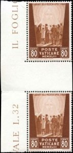 Vatican 84 - 86 F - VF NH Gutter strips of 8