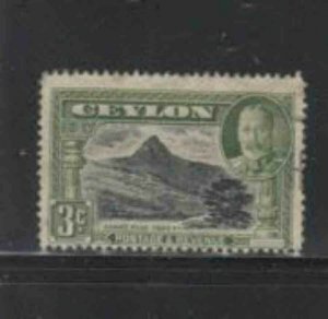 CEYLON #265 1935 3c KING GEORGE VI & ADAM'S PEAK F-VF USED a