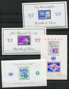 Liberia 4 Souvenir Sheets Unesco Kennedy Hammarskjold Fredom of Hunger  2300hs