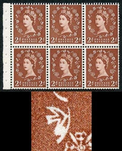 SB78c 2d Light Red-Brown Wmk Edward Upright Daffodil Flaw Pane of 6 U/M 