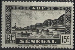 Senegal 148 (unused, gum skips) 15c Faidherbe Bridge, black (1935)