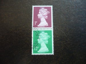 Stamps - Great Britain - Scott# MH23,MH79 - Used Pair of 2 Booklet Stamps