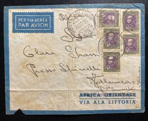 1935 Italian Military Post Office Eritrea Airmail Cover to Follonica Italy