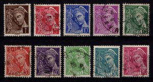 France 1938–42 Mercury definitives, Part Set [Used]