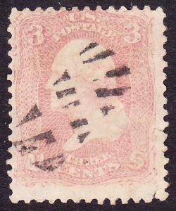 Scott 64b, Used, 3c Light Rose Pink, Odd Cork Cancel, Small Flts.