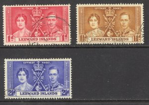 Leeward Islands Sc# 100-102 Used 1937 1p-2½p Coronation Issue