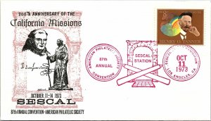 200th ANNIVERSARY OF THE CALIFORNIA MISSIONS EVENT CACHET COVER SESCAL 73 Type 2