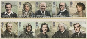 GB, (QE366), 2009, Sg2971-Sg2980, Eminent Britons. MNH