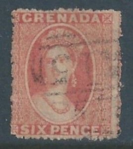 Grenada #5i Used 6p Queen Victoria - Wmk. 5 - Orange Red