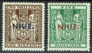 NIUE 1941 ARMS NEW ZEALAND 2/6 AND 5/- WMK MULTI STAR NZ MNH **