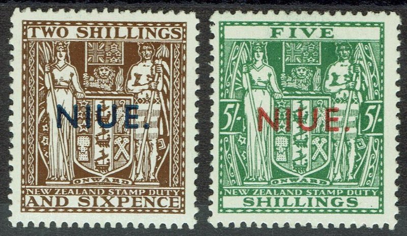 NIUE 1941 ARMS NEW ZEALAND 2/6 AND 5/- WMK MULTI STAR NZ MNH **