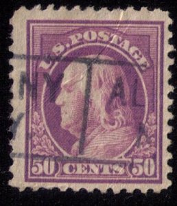 US Sc 517 Used 50c Red Violet Creased UPPER L..F-VF