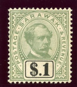 Sarawak 1888 $1 green & black MNH. SG 21. Sc 21.
