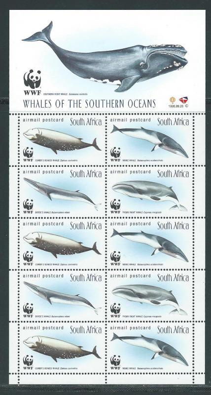 South Africa C30b 1998 Whales booklet pane MNH