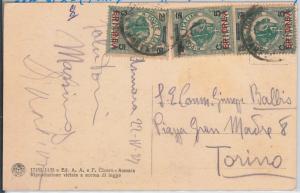 47668 - ITALY COLONIES: ERITREA - Postal History: Sass 81 * 3 on POSTCARD 1927-