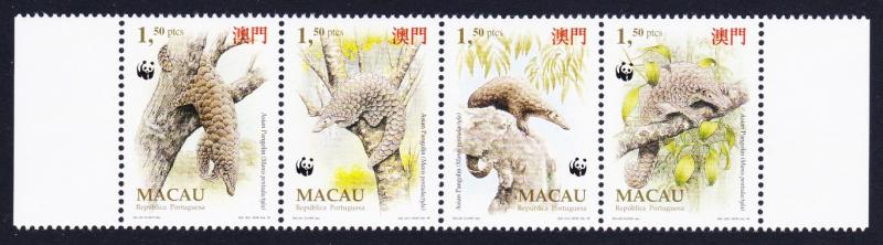 Macao Macau WWF Chinese Pangolin Strip of 4v SG#880/83 SC#767-70 MI#795-98