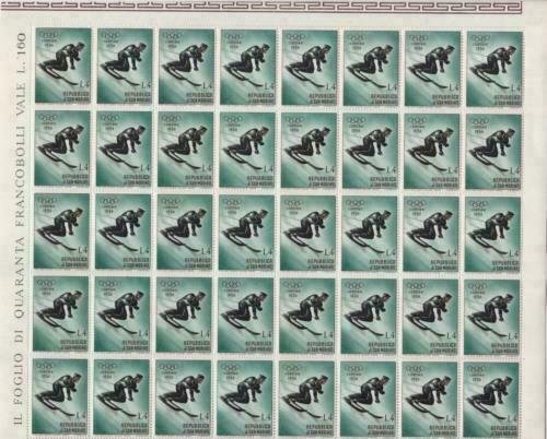 San Marino 1955 winter  olympics mint never hinged  4 lira stamp sheet R19910 