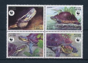 Laos MNH Block 1625A-D Malaysian Box Turtles WWF 2004