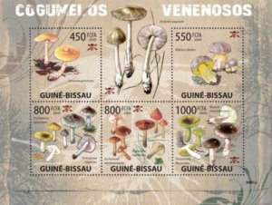 Guinea-Bissau - 2009 Mushrooms 5 Stamp  Sheet MIchel #4297-301 GB9401a